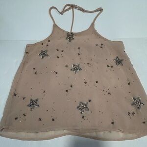 Free People Star Embellished Women’s Cami Small Beaded Tank Racerback Top